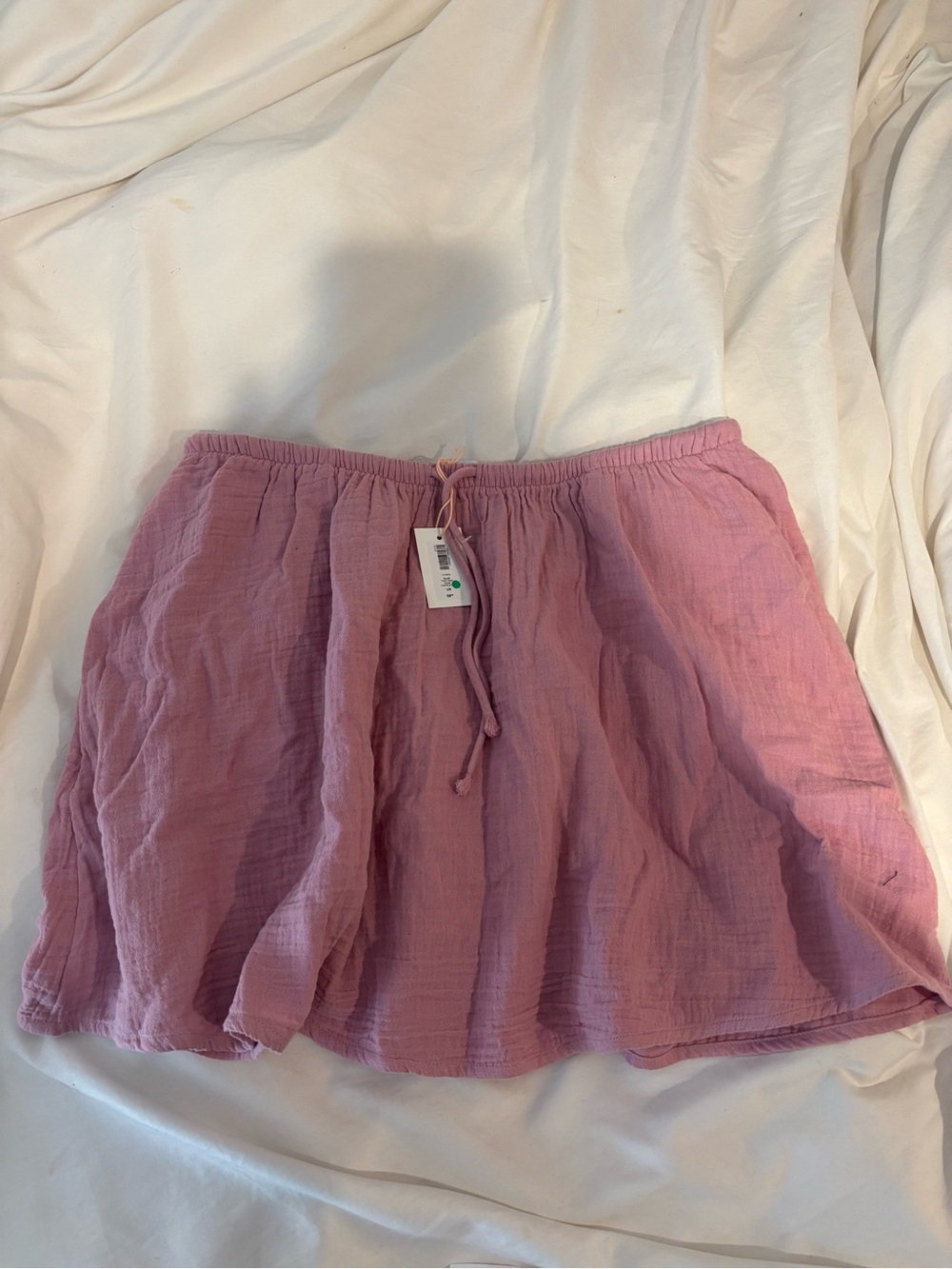 Aritzia Mauve Pink Gauze Drawstring Mini Skirt